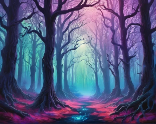 fairy forest,haunted forest,purple landscape,elven forest,forest of dreams,enchanted forest,foggy forest,forest background,fairytale forest,forest landscape,forest dark,the forest,fantasy landscape,forest glade,purple wallpaper,forest,forest road,forest floor,holy forest,forest path,Illustration,Realistic Fantasy,Realistic Fantasy 20