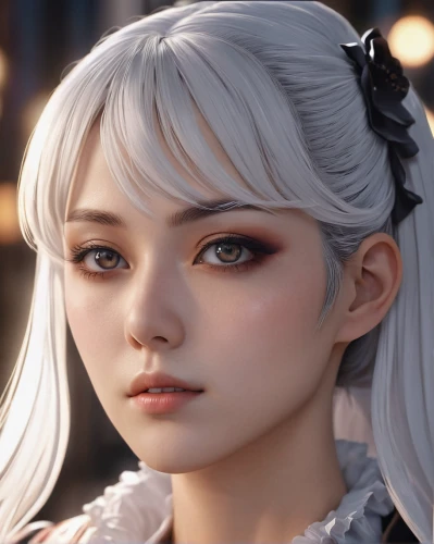 white blossom,luna,white rose snow queen,whitey,doll's facial features,blanche,ren,winterblueher,porcelain doll,fantasy portrait,luminous,fuki,portrait background,violet head elf,angel face,natural cosmetic,pupils,closeup,dragon li,game character,Photography,General,Realistic