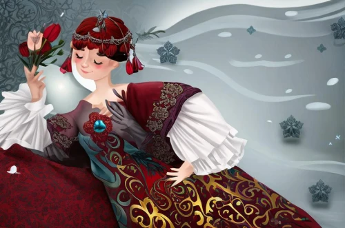 suit of the snow maiden,the snow queen,russian folk style,folk costumes,folk costume,winter festival,pierrot,russian traditions,retro christmas lady,winter dress,fairytale characters,red russian,fairy tale character,christmas woman,russian winter,white rose snow queen,queen of hearts,carolers,hamelin,snow white,Game Scene Design,Game Scene Design,Dark Fairy Tale