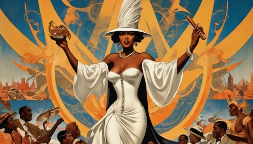 torch-bearer,art deco woman,priestess,namib,afroamerican,the hat of the woman,yellow sun hat,lady justice,african american woman,goddess of justice,justitia,afro american,zoroastrian novruz,afro-american,afar tribe,queen of liberty,imperialist,emancipation,pentecost,lady liberty,Illustration,Realistic Fantasy,Realistic Fantasy 21