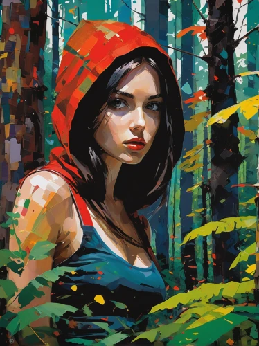 red riding hood,little red riding hood,oil painting,oil painting on canvas,world digital painting,digital painting,art painting,oil paint,croft,red hat,photo painting,game illustration,painting technique,girl in the garden,young woman,red cap,fantasy art,dryad,girl with tree,girl portrait,Conceptual Art,Oil color,Oil Color 07