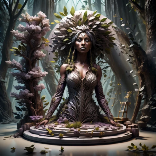dryad,the enchantress,sorceress,faerie,faery,priestess,celtic queen,elven flower,medusa gorgon,medusa,fantasy art,mother earth statue,dark elf,flora,druid,elven,artemisia,fae,fairy queen,fantasy picture
