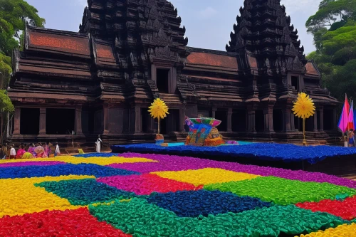buddhist temple complex thailand,thai temple,the festival of colors,grand palace,thai garland,buddhist temple,flower carpet,buddhist hell,chiang mai,temple fade,angkor wat temples,flower clock,phra nakhon si ayutthaya,pookkalam,buddha's birthday,ayutthaya,vientiane,taman ayun temple,cambodia,siem reap,Conceptual Art,Daily,Daily 18