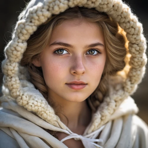 young girl,mystical portrait of a girl,girl portrait,portrait of a girl,the prophet mary,angel,elsa,princess leia,young woman,young lady,child portrait,angel face,suit of the snow maiden,girl in a historic way,mary 1,angelic,girl in cloth,jessamine,girl with cloth,beautiful bonnet,Photography,General,Realistic