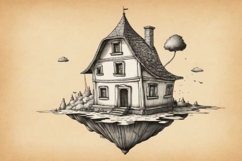 floating island,crooked house,houses clipart,floating huts,witch's house,lonely house,little house,house with lake,airships,inverted cottage,floating islands,bird house,small house,airship,hanging houses,ghost castle,witch house,treasure house,ancient house,game illustration,Art,Classical Oil Painting,Classical Oil Painting 22