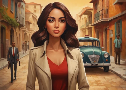 world digital painting,spy,city ​​portrait,spy visual,game illustration,woman thinking,bussiness woman,italian painter,woman walking,businesswoman,woman at cafe,girl and car,cuba background,woman shopping,private investigator,travel woman,the girl's face,street scene,female doctor,romantic portrait,Art,Artistic Painting,Artistic Painting 29
