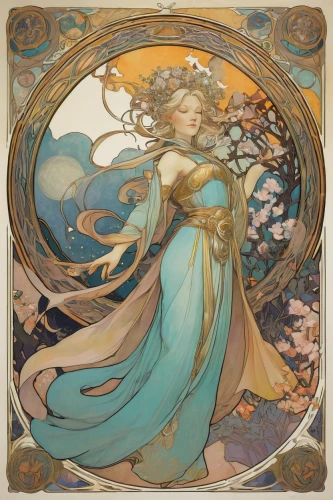 mucha,art nouveau,art nouveau design,alfons mucha,art nouveau frame,art nouveau frames,fantasia,amano,cosmos wind,rusalka,harmonia macrocosmica,andromeda,planisphere,zodiac sign libra,virgo,flora,ophiuchus,fae,opal,libra,Illustration,Retro,Retro 03