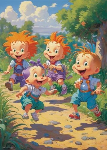 ginger family,happy children playing in the forest,pumuckl,scandia gnomes,children's background,redheads,johnny jump up,children jump rope,verbena family,monkey island,lion children,gnomes,cartoon forest,caper family,parsley family,frutti di bosco,ginger rodgers,monkey gang,children playing,run,Art,Classical Oil Painting,Classical Oil Painting 15