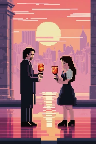 pixel art,vintage couple silhouette,negroni,romantic meeting,cocktails,romantic scene,romantic dinner,8bit,a drink,soda fountain,romantic night,proposal,cocktail,facebook pixel,romantic portrait,date night,retro styled,aperol,pixel cells,pixelgrafic,Unique,Pixel,Pixel 01