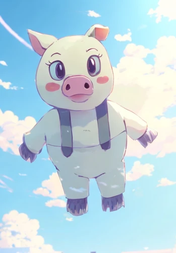 kawaii pig,piglet,pubg mascot,mini pig,pig,piggy,cute cartoon character,lucky pig,skydive,baby float,suckling pig,ori-pei,piggybank,partly cloudy,skydiving,sky,pork,korokke,knuffig,mascot,Common,Common,Japanese Manga