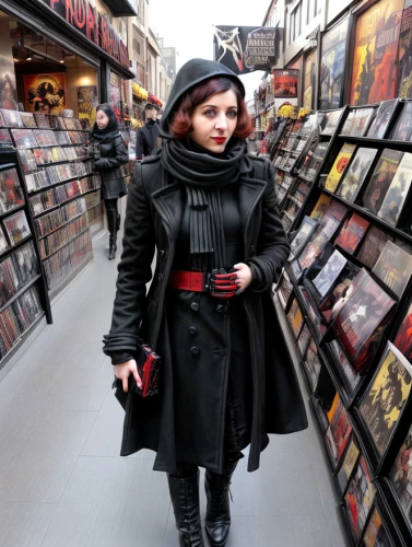 black coat,gothic woman,record store,goth whitby weekend,goth woman,gothic fashion,goth subculture,music store,trench coat,shopping icon,whitby goth weekend,long coat,paris shops,goth weekend,street fashion,goth like,overcoat,imperial coat,gothic style,music world