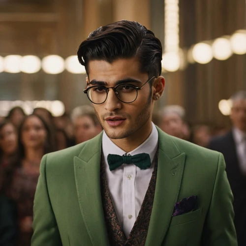 pine green,red green glasses,green jacket,riddler,dark green,bow tie,glasses glass,the suit,pakistani boy,businessman,bow-tie,the groom,wedding glasses,smart look,men's suit,silver framed glasses,bowtie,wedding suit,spectacles,pompadour,Photography,General,Cinematic