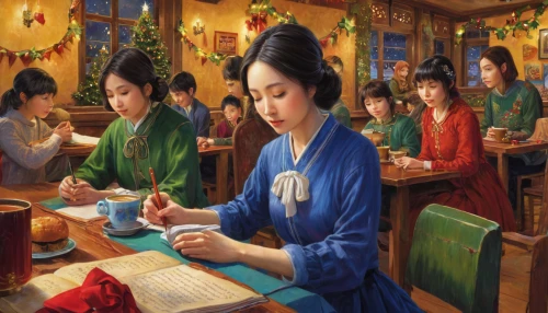 tea ceremony,korean folk village,korean royal court cuisine,oriental painting,women at cafe,chinese art,korean culture,sewing factory,children studying,meticulous painting,junshan yinzhen,japanese tea,japanese culture,chinese tea,japanese art,ao dai,maojian tea,tea service,chinese teacup,yunnan,Illustration,Realistic Fantasy,Realistic Fantasy 08