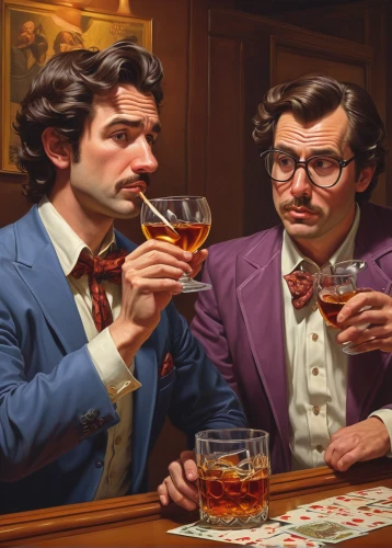 negroni,businessmen,gentleman icons,glasses of beer,two glasses,drinking party,drinking establishment,business men,sazerac,cocktails,fraternity,old fashioned,game illustration,grooms,suit of spades,oddcouple,apéritif,drink icons,liquor bar,pipe smoking,Conceptual Art,Daily,Daily 27