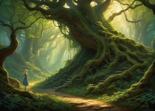 forest path,the mystical path,elven forest,fairy forest,forest road,enchanted forest,forest of dreams,druid grove,the path,forest landscape,green forest,tree top path,old-growth forest,fairytale forest,forest tree,the forest,pathway,fantasy picture,holy forest,hollow way,Conceptual Art,Fantasy,Fantasy 28