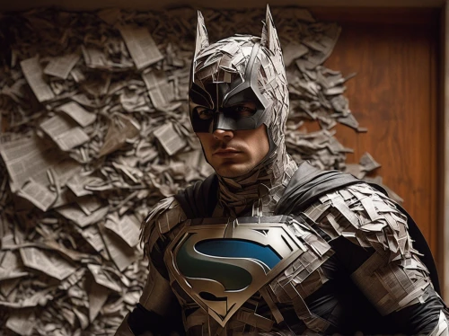 paper shredder,lantern bat,scales of justice,superhero background,justice league,caped,batman,duct tape,cowl vulture,comic hero,digital compositing,paper art,the suit,paperwork,super hero,photocopier,paper background,crime fighting,quill,gaffer tape,Conceptual Art,Oil color,Oil Color 11