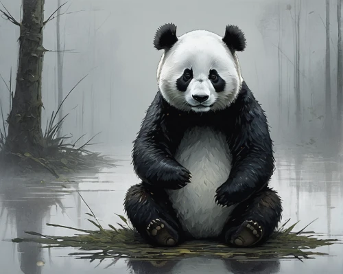 chinese panda,giant panda,panda bear,panda,little panda,pandabear,kawaii panda,baby panda,hanging panda,panda cub,pandas,panda face,french tian,lun,bamboo,white bear,kawaii panda emoji,anthropomorphized animals,forest animal,endangered,Illustration,Paper based,Paper Based 05