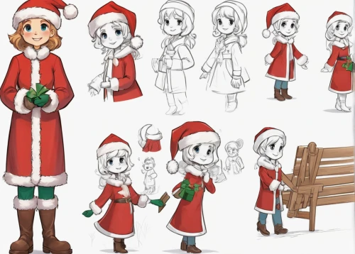 christmas banner,santa clauses,elf,elves,santa hats,carolers,christmas snowy background,santons,christmasbackground,claus,christmas background,carol singers,christmas dolls,christmas pattern,christmas stickers,st claus,santa claus,christmas motif,natal lily,christmas wallpaper,Unique,Design,Character Design