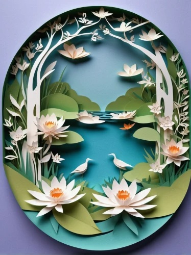 water lily plate,decorative plate,floral and bird frame,chinaware,dinner-plate magnolia,wooden plate,wall plate,vintage china,wreath vector,tableware,salad plate,dishware,dharma wheel,flowers png,oriental painting,art deco wreaths,fine china,vintage dishes,floral ornament,circular ornament,Unique,Paper Cuts,Paper Cuts 03