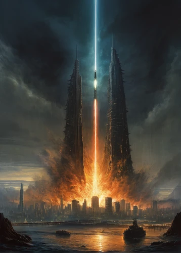 exoplanet,space art,futuristic landscape,sci fiction illustration,doomsday,sci fi,asteroid,sci - fi,sci-fi,alien world,binary system,armageddon,alien invasion,atlantis,end of the world,asteroids,dreadnought,monolith,alien planet,beacon,Art,Classical Oil Painting,Classical Oil Painting 13