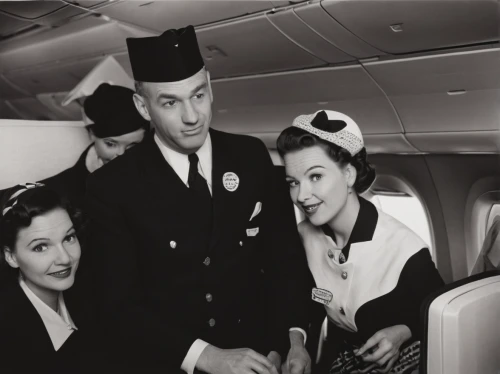 stewardess,flight attendant,air new zealand,china southern airlines,polish airline,japan airlines,airline travel,airline,airplane passenger,vintage 1950s,aerial passenger line,50's style,air travel,douglas dc-6,1950s,airplane,stand-up flight,southwest airlines,qantas,jetblue,Photography,Black and white photography,Black and White Photography 12