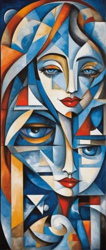 cubism,picasso,woman's face,abstract cartoon art,decorative figure,woman face,david bates,italian painter,meticulous painting,abstract painting,woman thinking,abstract artwork,art painting,oil painting on canvas,woman playing,art deco woman,woman holding a smartphone,astonishment,decorative art,braque francais,Art,Artistic Painting,Artistic Painting 45