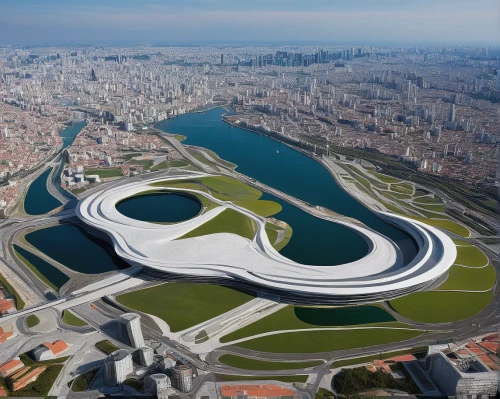 santiago calatrava,futuristic art museum,calatrava,futuristic architecture,qlizabeth olympic park,pudong,han river,heart of love river in kaohsiung,shenyang,artificial island,chinese architecture,72 turns on nujiang river,oval forum,tianjin,aerial landscape,olympic park,landform,helipad,artificial islands,urban design,Photography,Documentary Photography,Documentary Photography 28