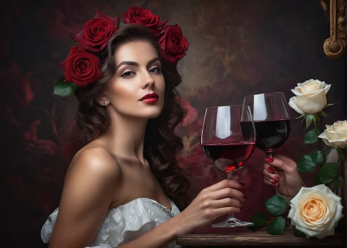 rose wine,red wine,a glass of wine,romantic portrait,wine,glass of wine,wine raspberry,winemaker,red roses,wine diamond,romantic rose,two types of wine,red rose,female alcoholism,wineglass,with roses,wine glass,wine cultures,pink wine,wine glasses,Photography,General,Fantasy