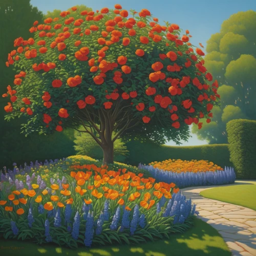 flower tree,orange tulips,flower painting,flourishing tree,flower garden,splendor of flowers,orange tree,flower bed,tangerine tree,orange flowers,springtime background,strawberry tree,peach tree,tulip festival,rowan-tree,clove garden,fruit tree,flowers field,flowering trees,spring garden,Conceptual Art,Daily,Daily 27