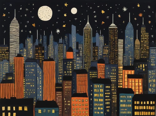 city lights,citylights,big night city,night scene,new york skyline,city at night,city skyline,manhattan skyline,city scape,night stars,cityscape,david bates,evening city,nightscape,moonlit night,night lights,city cities,manhattan,big city,skyline,Art,Artistic Painting,Artistic Painting 25