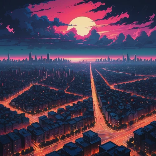 tokyo city,dusk,metropolis,cityscape,evening city,tokyo,dusk background,fantasy city,shinjuku,city at night,city highway,the city,pink dawn,would a background,boulevard,futuristic landscape,tokyo ¡¡,suburb,skyline,aesthetic,Conceptual Art,Fantasy,Fantasy 32