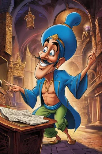 aladdin,aladin,pinocchio,aladha,geppetto,game illustration,disney character,fairy tale character,hamelin,leonardo devinci,jester,bookkeeper,jigsaw puzzle,monkey island,plumber,luigi,game character,caricaturist,png image,action-adventure game,Illustration,Abstract Fantasy,Abstract Fantasy 23