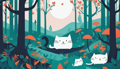 forest animals,forest background,forest animal,forest,cat vector,woodland animals,cartoon forest,the forest,autumn forest,cat family,cats in tree,forest glade,in the forest,fall animals,haunted forest,forest walk,digital illustration,woodland,fairy forest,owl background,Illustration,Vector,Vector 06