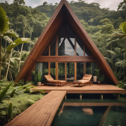 tropical house,floating huts,pool house,beautiful home,tropical jungle,tropical greens,tropical island,tree house hotel,belize,cabana,house in the forest,luxury property,summer house,eco-construction,inverted cottage,eco hotel,timber house,asian architecture,house by the water,secluded,Photography,General,Cinematic