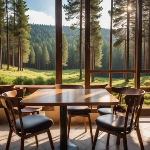 outdoor table and chairs,breakfast room,outdoor table,forest workplace,breakfast table,outdoor dining,bavarian forest,dining table,dining room table,outdoor furniture,alpine restaurant,northern black forest,kitchen table,house in the forest,kitchen & dining room table,wooden table,coniferous forest,conference table,germany forest,wooden windows,Photography,General,Realistic