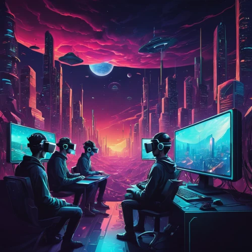 cyberpunk,computer room,computer game,cyberspace,computer games,game illustration,cyber,futuristic landscape,sci fiction illustration,computer art,scifi,gamer zone,sci - fi,sci-fi,trip computer,computer,virtual world,computer addiction,game art,80s,Conceptual Art,Fantasy,Fantasy 21