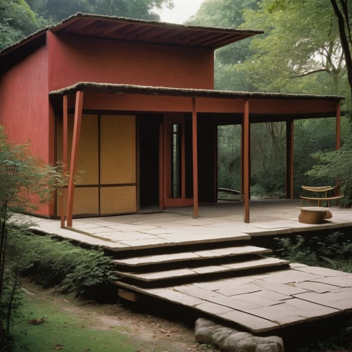 mid century house,ryokan,japanese shrine,japanese architecture,mid century modern,archidaily,japanese-style room,corten steel,shinto shrine,timber house,summer house,mid century,vipassana,golden pavilion,japanese garden,asian architecture,red roof,the golden pavilion,buddhist temple,frame house,Art,Artistic Painting,Artistic Painting 28