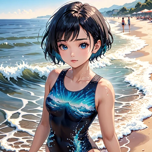 beach background,ocean,beach scenery,sanya,ocean background,summer background,honolulu,one-piece swimsuit,sea,seaside,beach umbrella,beach,sea-shore,ocean blue,sea ocean,by the sea,summer swimsuit,sea water splash,himuto,blue sea,Anime,Anime,General