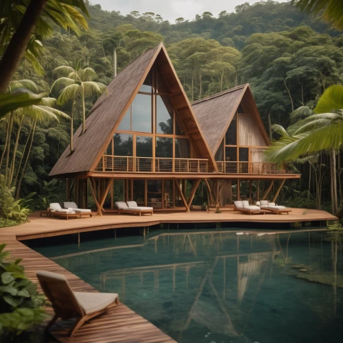 tropical house,floating huts,tree house hotel,eco hotel,pool house,beautiful home,luxury property,tropical jungle,tropical greens,house by the water,house in the forest,timber house,inverted cottage,tropical island,holiday villa,stilt house,summer house,costa rica,island suspended,belize,Photography,General,Cinematic