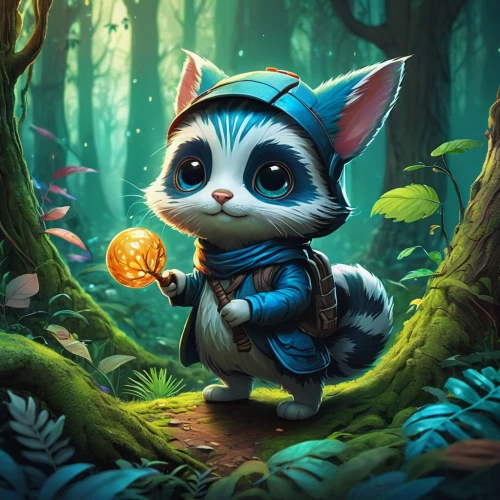 game illustration,scandia gnome,ori-pei,little fox,stitch,conker,cute cartoon character,halloween wallpaper,goki,child fox,game art,cg artwork,halloween background,chibi,knuffig,fantasy picture,owl background,zefir,fantasy art,bard,Conceptual Art,Sci-Fi,Sci-Fi 05