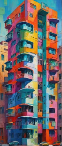 apartment building,apartment block,colorful city,colorful facade,apartment-blocks,apartment blocks,an apartment,apartments,block of flats,lego pastel,apartment complex,tetris,apartment buildings,condo,apartment house,tel aviv,balconies,contemporary,barcelona,blocks of houses,Conceptual Art,Oil color,Oil Color 25