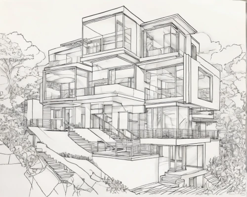 house drawing,line drawing,garden elevation,cubic house,architect plan,kirrarchitecture,modern house,modern architecture,habitat 67,residential house,mono-line line art,residential,isometric,arhitecture,sheet drawing,arq,frame house,line-art,architect,two story house,Illustration,Black and White,Black and White 05