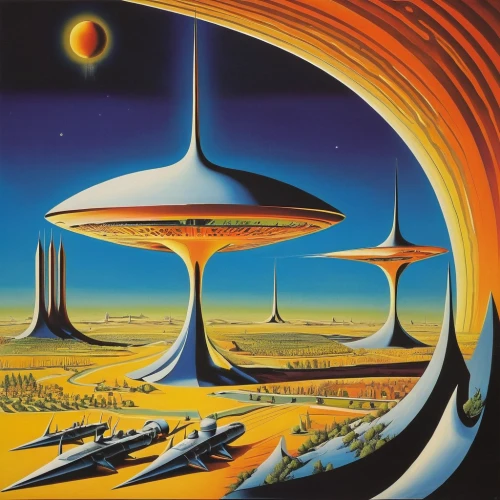 futuristic landscape,science fiction,starship,science-fiction,saucer,extraterrestrial life,ufos,alien planet,space ships,federation,alien world,binary system,sci-fi,sci - fi,planetary system,brauseufo,cosmonautics day,sci fi,utopian,ufo,Art,Artistic Painting,Artistic Painting 33