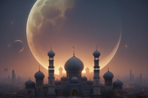 ramadan background,mosques,crescent moon,rem in arabian nights,grand mosque,tajmahal,minarets,big mosque,taj mahal,taj-mahal,moonlit night,islamic architectural,arabic background,moonrise,abu-dhabi,mosque,moon and star background,dusk,sheikh zayed grand mosque,cairo,Conceptual Art,Fantasy,Fantasy 01