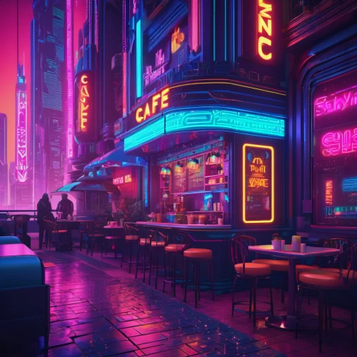 retro diner,neon coffee,neon drinks,neon cocktails,diner,retro styled,neon tea,rain bar,neon sign,80s,piano bar,80's design,unique bar,neon arrows,neon,nightclub,neon light drinks,neon lights,cyberpunk,neon light,Conceptual Art,Sci-Fi,Sci-Fi 26