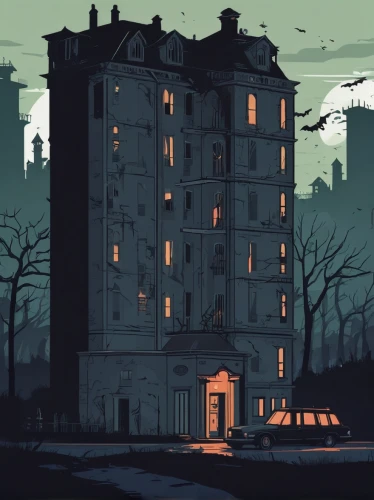 ghost castle,apartment house,apartment block,apartment building,haunted castle,house silhouette,an apartment,apartments,castle,old home,apartment complex,block of flats,tenement,apartment blocks,tower block,apartment buildings,witch's house,castles,houses silhouette,the haunted house,Illustration,Japanese style,Japanese Style 06
