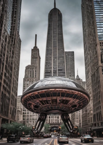 chicago,chi,chicago theatre,detroit,chicago night,chicago skyline,cleveland,futuristic architecture,columbus,financial district,illinois,indianapolis,birds of chicago,ufo,the loop,metropolis,ohio theatre,flying saucer,milwaukee,hubcap,Conceptual Art,Sci-Fi,Sci-Fi 13