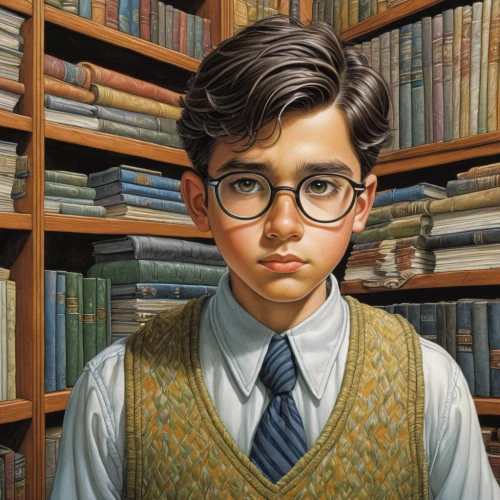 librarian,potter,bookworm,harry potter,reading glasses,scholar,rowan,tutor,professor,sci fiction illustration,academic,child with a book,child portrait,nerd,nicholas boots,newt,albus,bunches of rowan,private school,timothy,Illustration,Children,Children 03