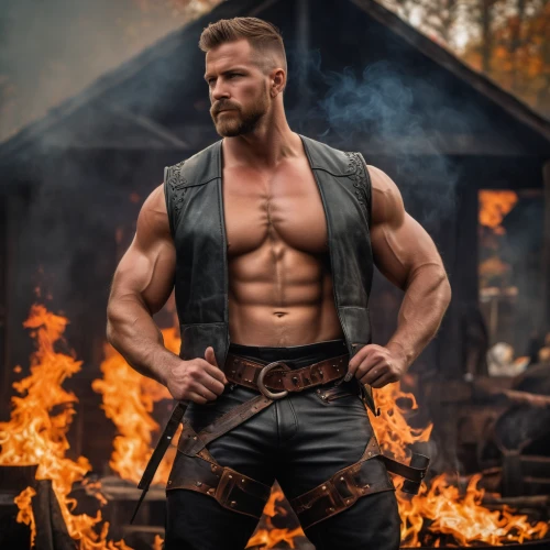 blacksmith,lucus burns,barbarian,fire master,edge muscle,firebrat,male model,fire fighter,woodsman,brawny,lincoln blackwood,muscle icon,hercules,male character,merle black,steelworker,iron-pour,macho,muscular build,viking,Photography,General,Fantasy