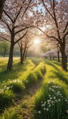 spring in japan,spring morning,japanese cherry trees,spring nature,sakura trees,blooming field,spring background,spring blossoms,spring blossom,springtime background,cherry trees,grass blossom,spring meadow,blooming trees,beautiful japan,blooming grass,spring sun,flowering meadow,the cherry blossoms,field of flowers,Photography,General,Realistic